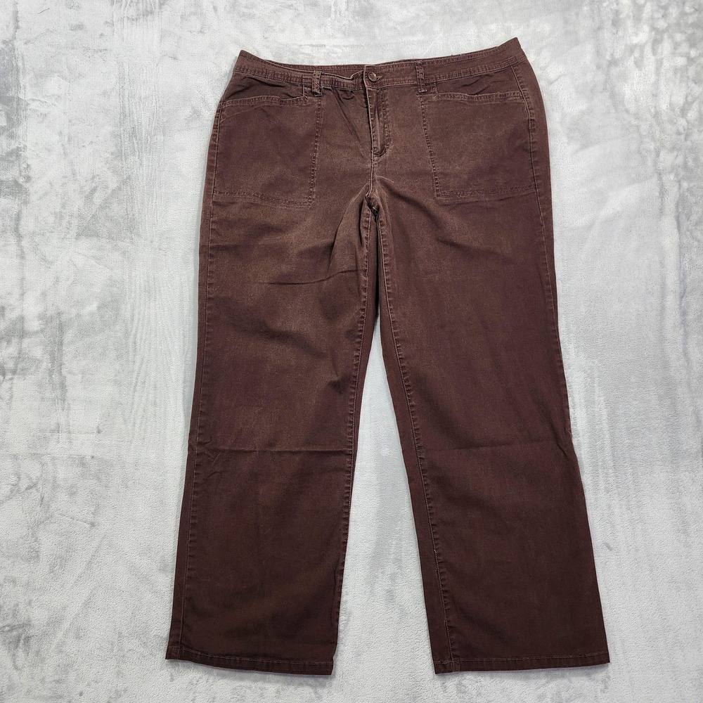 Just My Size Pants Womens 22W Brown Warm Fudge Twill Chino Straight Leg Stretch